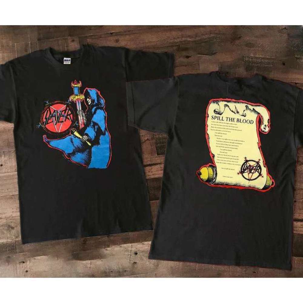 1990 Slayer Spill The Blood Concert 2 Sided T Shirt